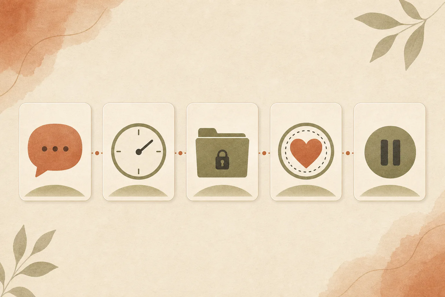 A private disclosure checklist showing honest conversation, realistic timing, protected documents, personal boundaries, and permission to pause