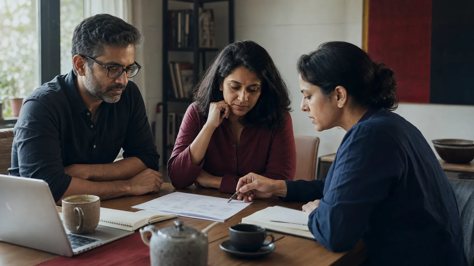 A focused Rejoin team reviewing privacy-conscious remarriage journey details